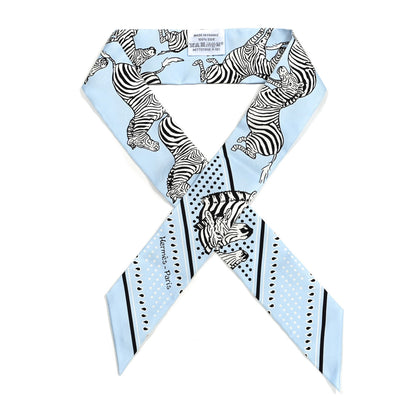Hermes Silk Les Zebres Twilly Ciel Black White 1 of 4