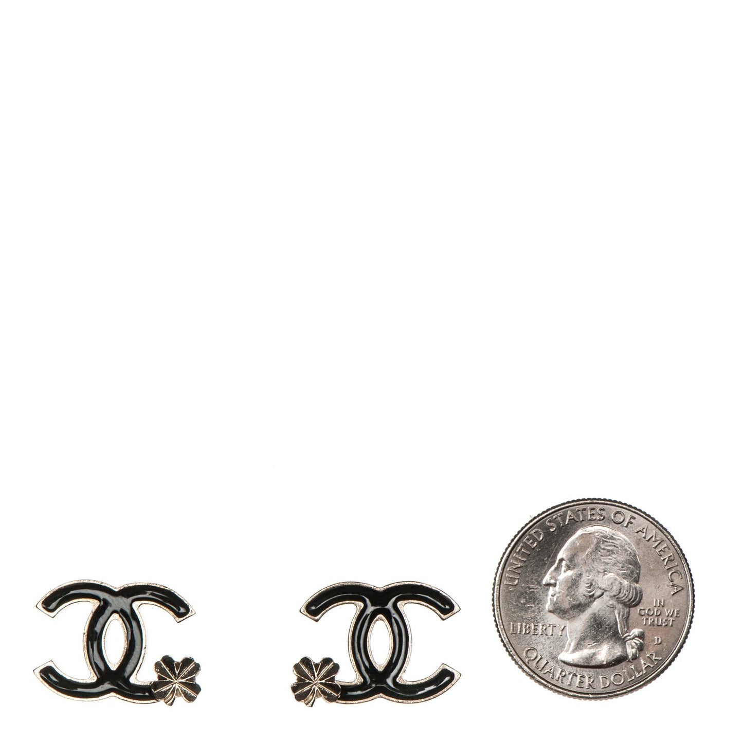 Enamel CC Clover Earrings Black Gold