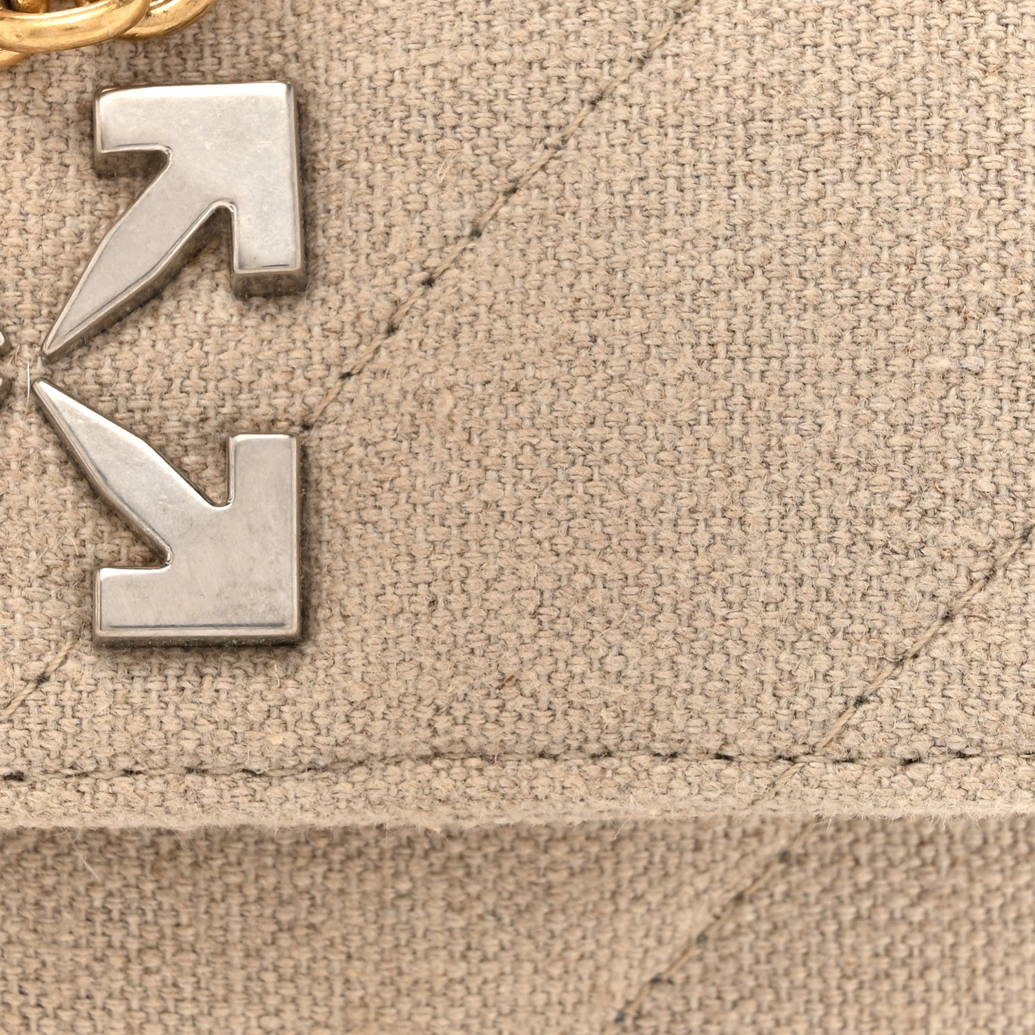 Off-White Linen Diagonal Quilted Jackhammer 17 Shoulder Bag Beige 8 of 10