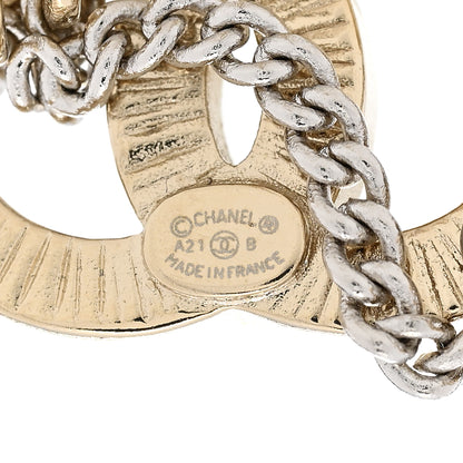 Chanel Crystal Chain CC Earrings Gold 3 of 5