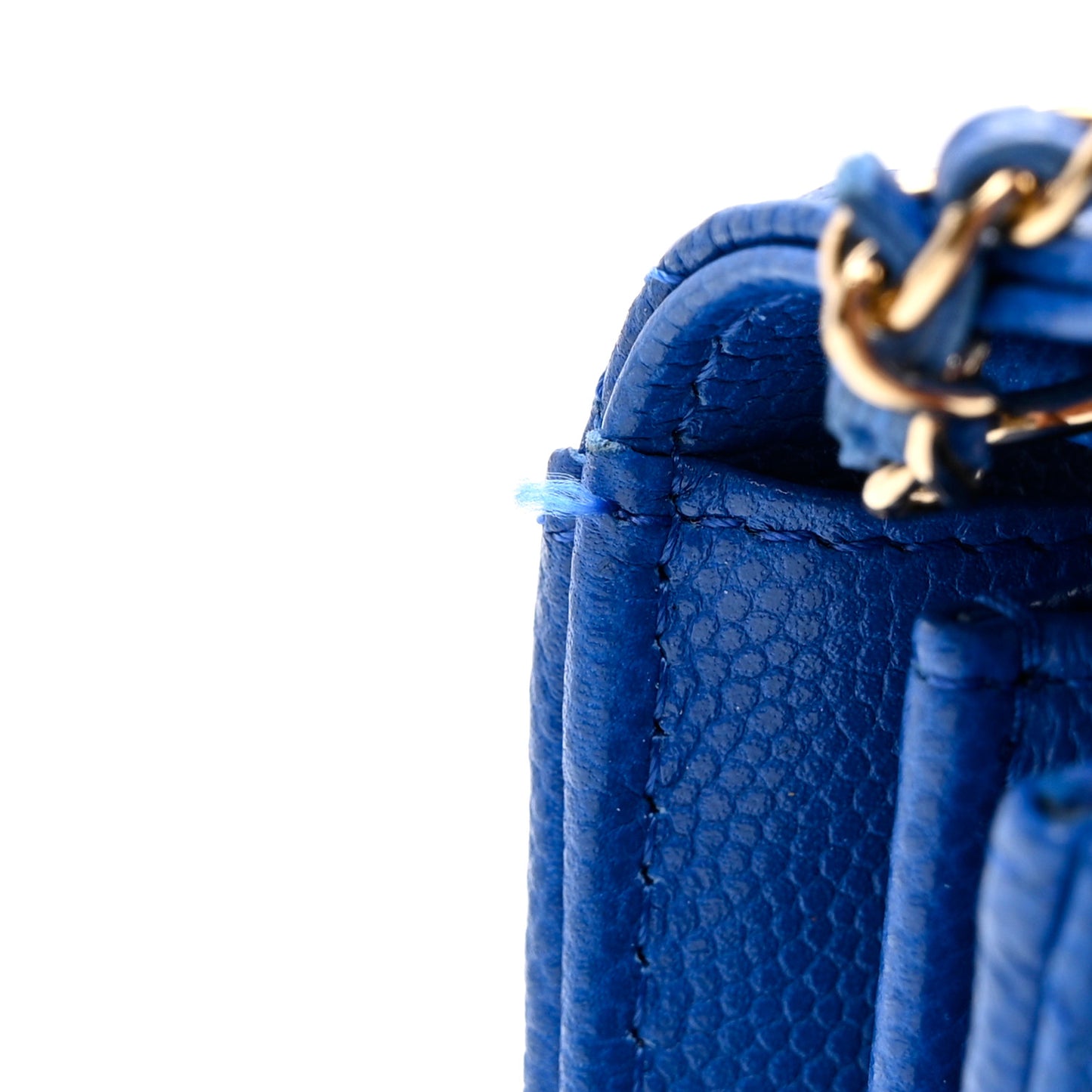 Caviar Quilted Flap Card Holder On Chain Blue