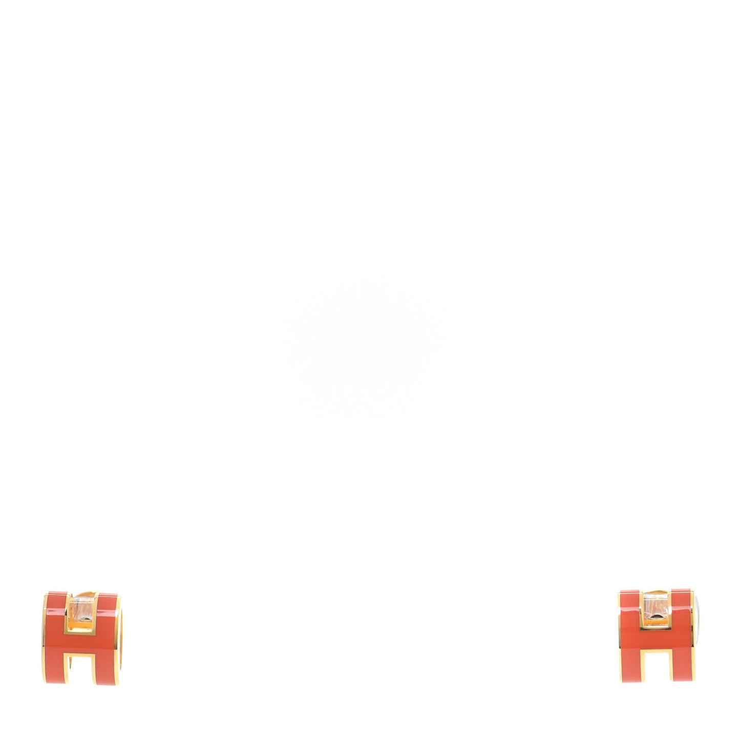 Gold Lacquered Mini Pop H Earrings Orange Fonce