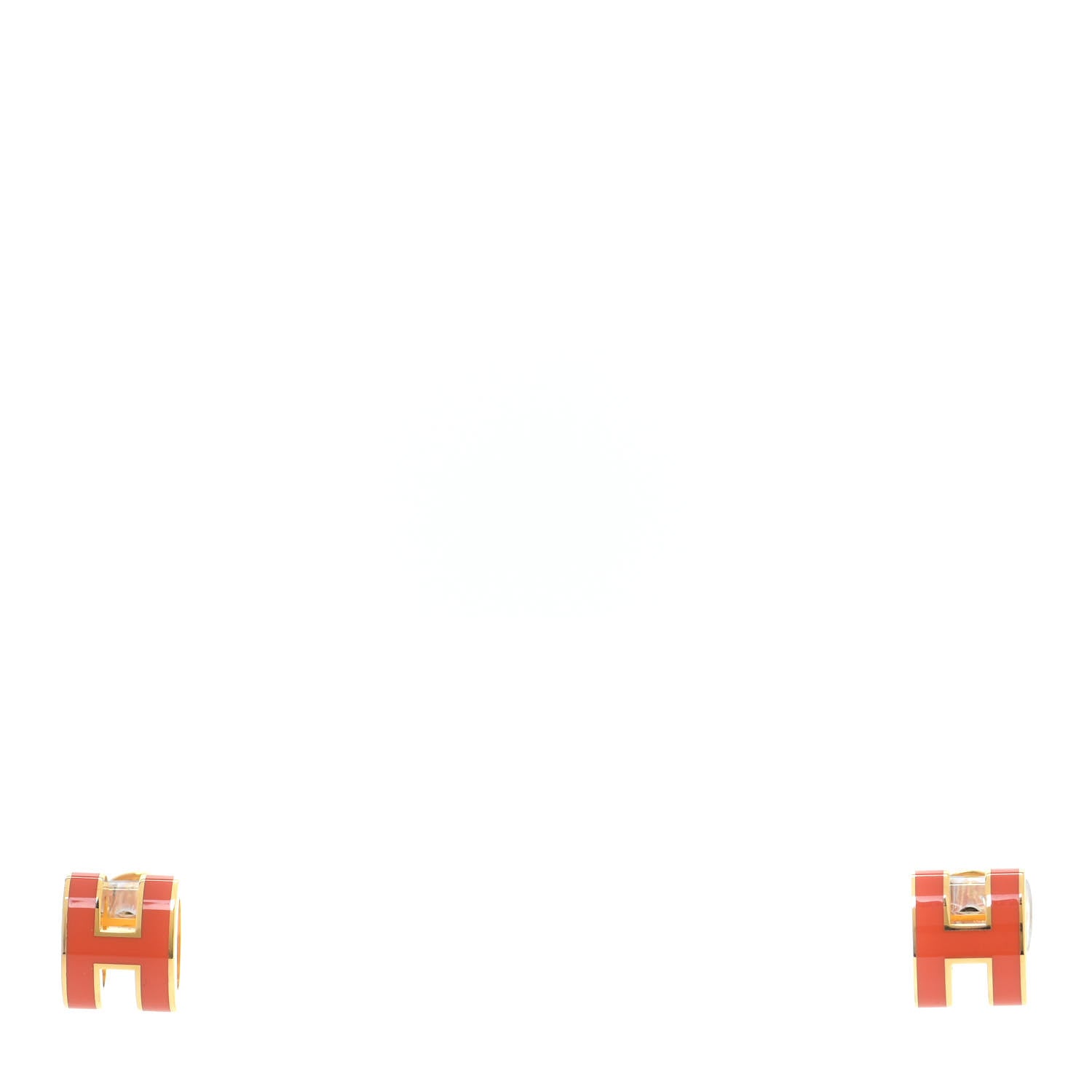 Hermes Gold Lacquered Mini Pop H Earrings Orange Fonce 1 of 7