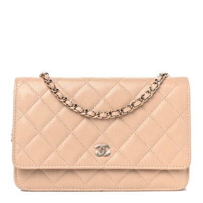 Chanel Caviar Quilted Wallet On Chain WOC Beige 1 of 12
