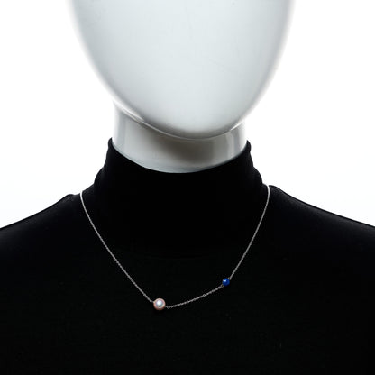 Mikimoto Sterling Silver Akoya Cultured Pearl Enamel Single Necklace Blue Blue 2 of 6