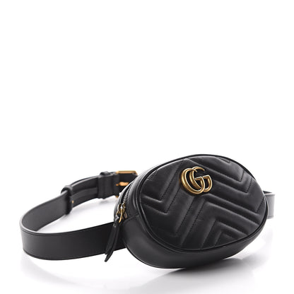 Gucci Calfskin Matelasse GG Marmont Belt Bag 85 34 Black 3 of 8