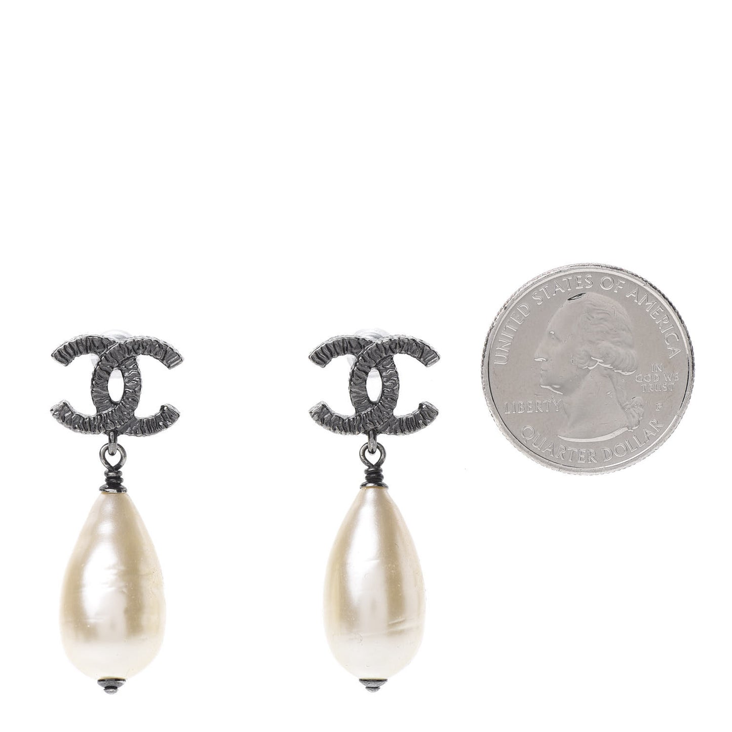 Ruthenium CC Pearl Drop Earrings