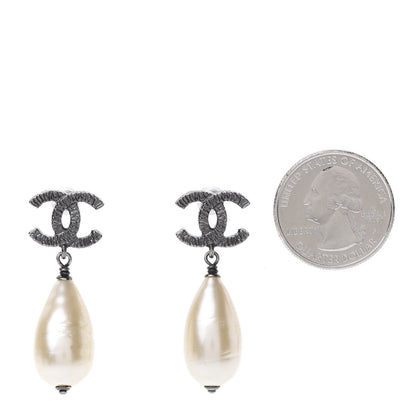 Chanel Ruthenium CC Pearl Drop Earrings 2 of 5