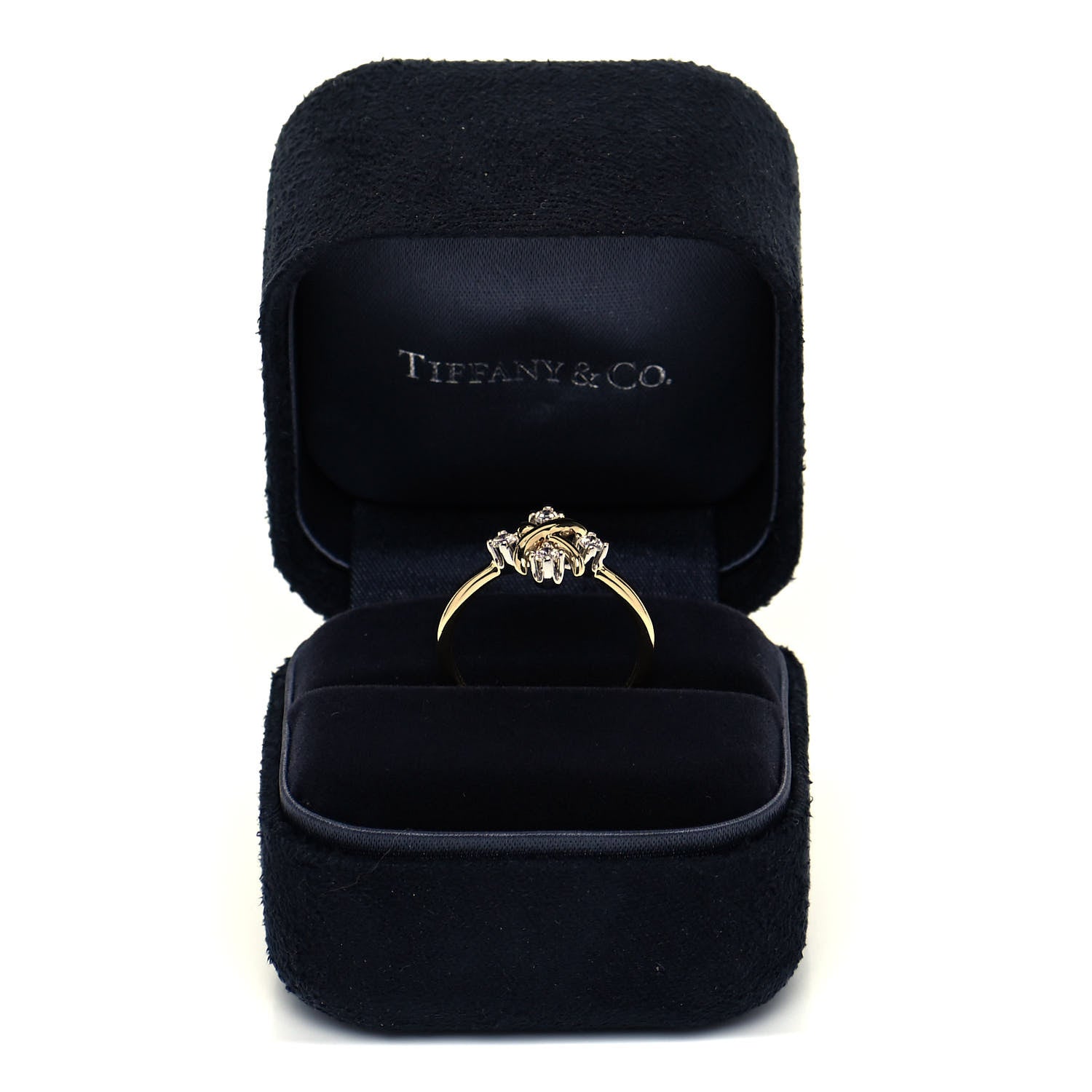 Tiffany 18K Yellow Gold Platinum Diamond Schlumberger Lynn Ring 54 6.75 6 of 6