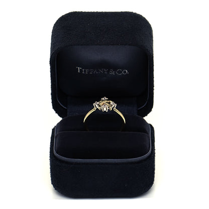Tiffany 18K Yellow Gold Platinum Diamond Schlumberger Lynn Ring 54 6.75 6 of 6