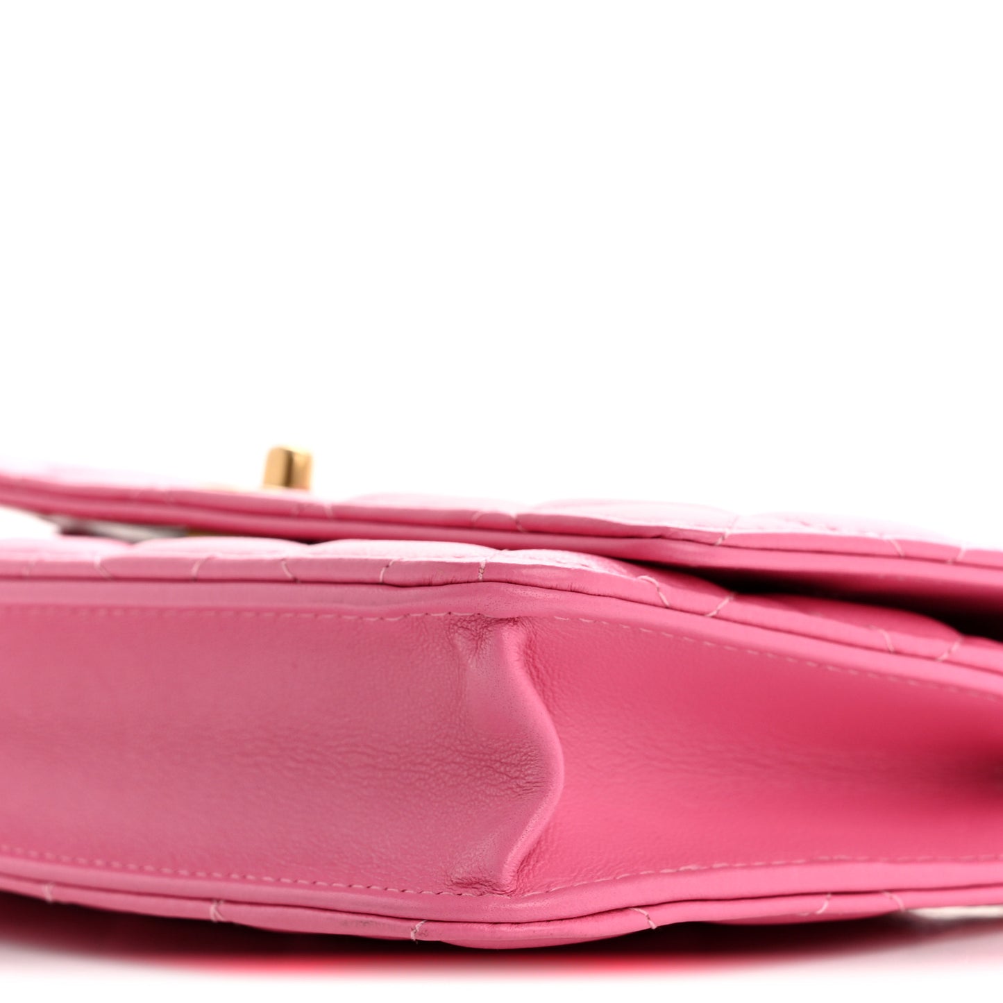 Lambskin Quilted CC Pearl Crush Wallet on Chain WOC Pink