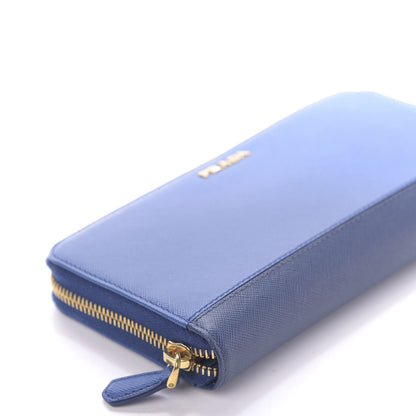 Prada Saffiano Stripe Zip Around Wallet Azzurro Bluette 8 of 10