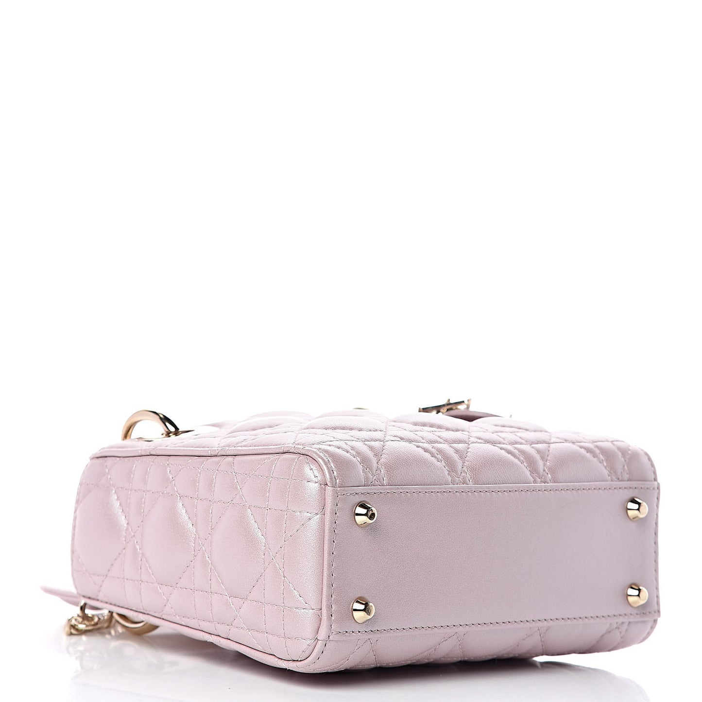 Metallic Lambskin Cannage Mini Lady Dior Lotus