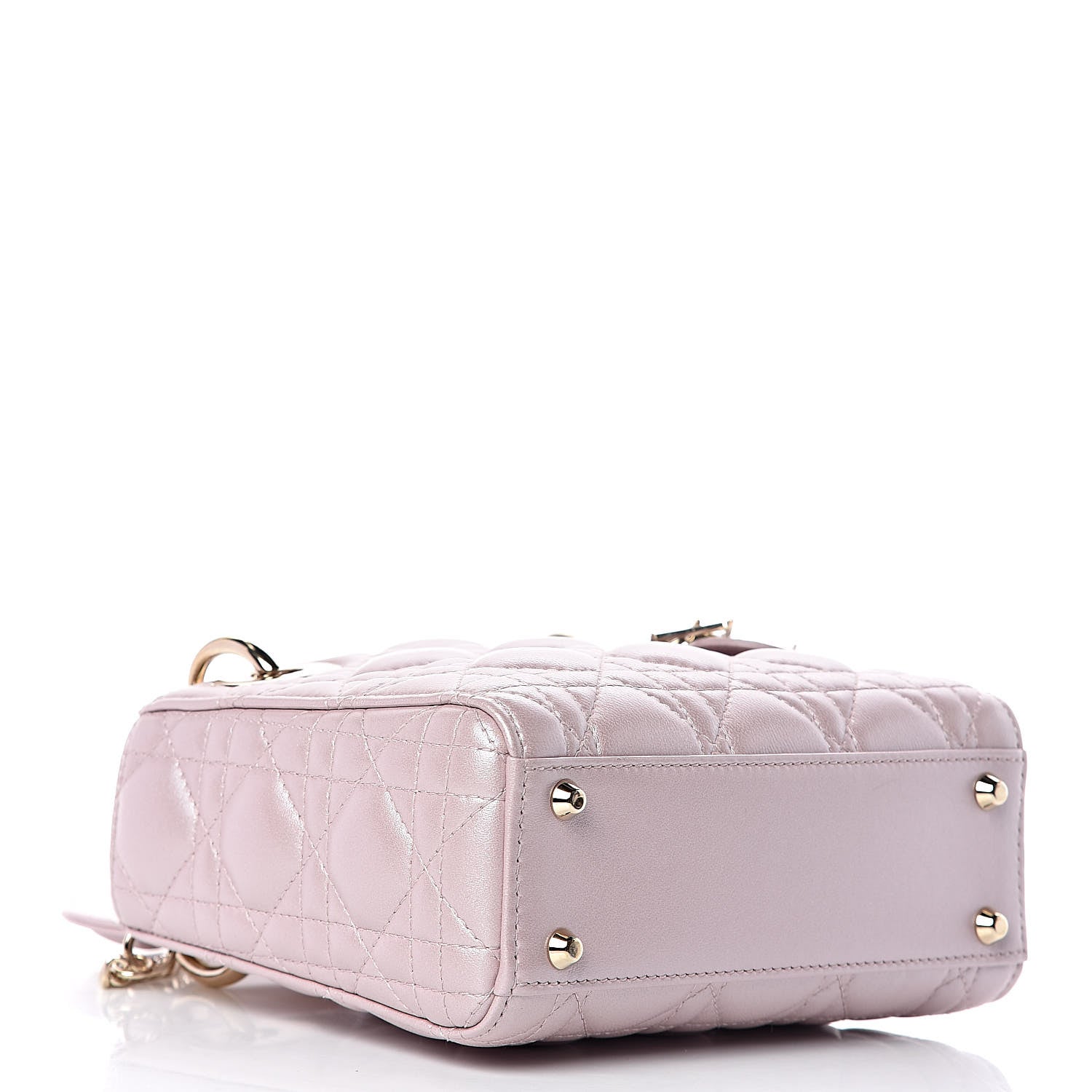 Christian Dior Metallic Lambskin Cannage Mini Lady Dior Lotus 4 of 12
