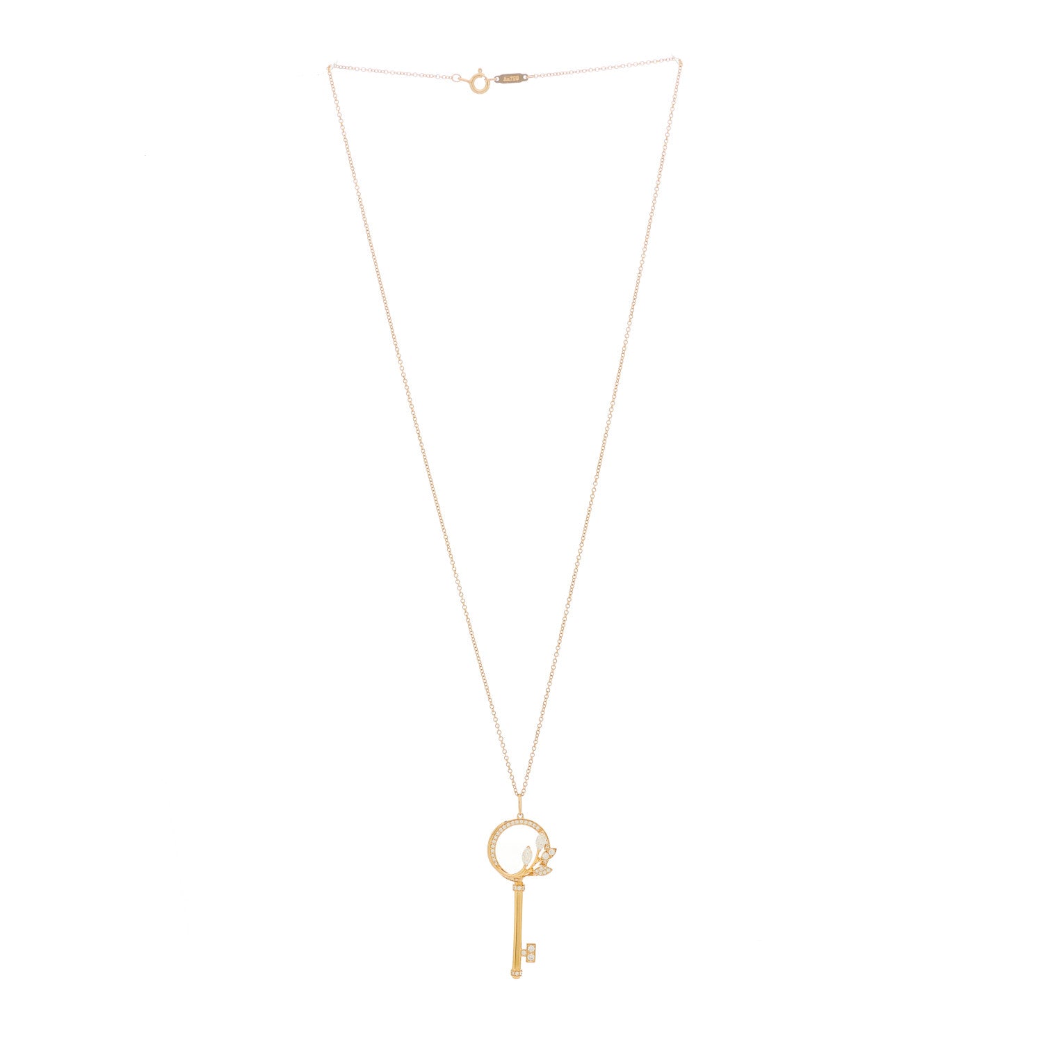 Tiffany 18K Rose Gold Diamond Victoria Vine Circle Key Pendant Necklace 3 of 6