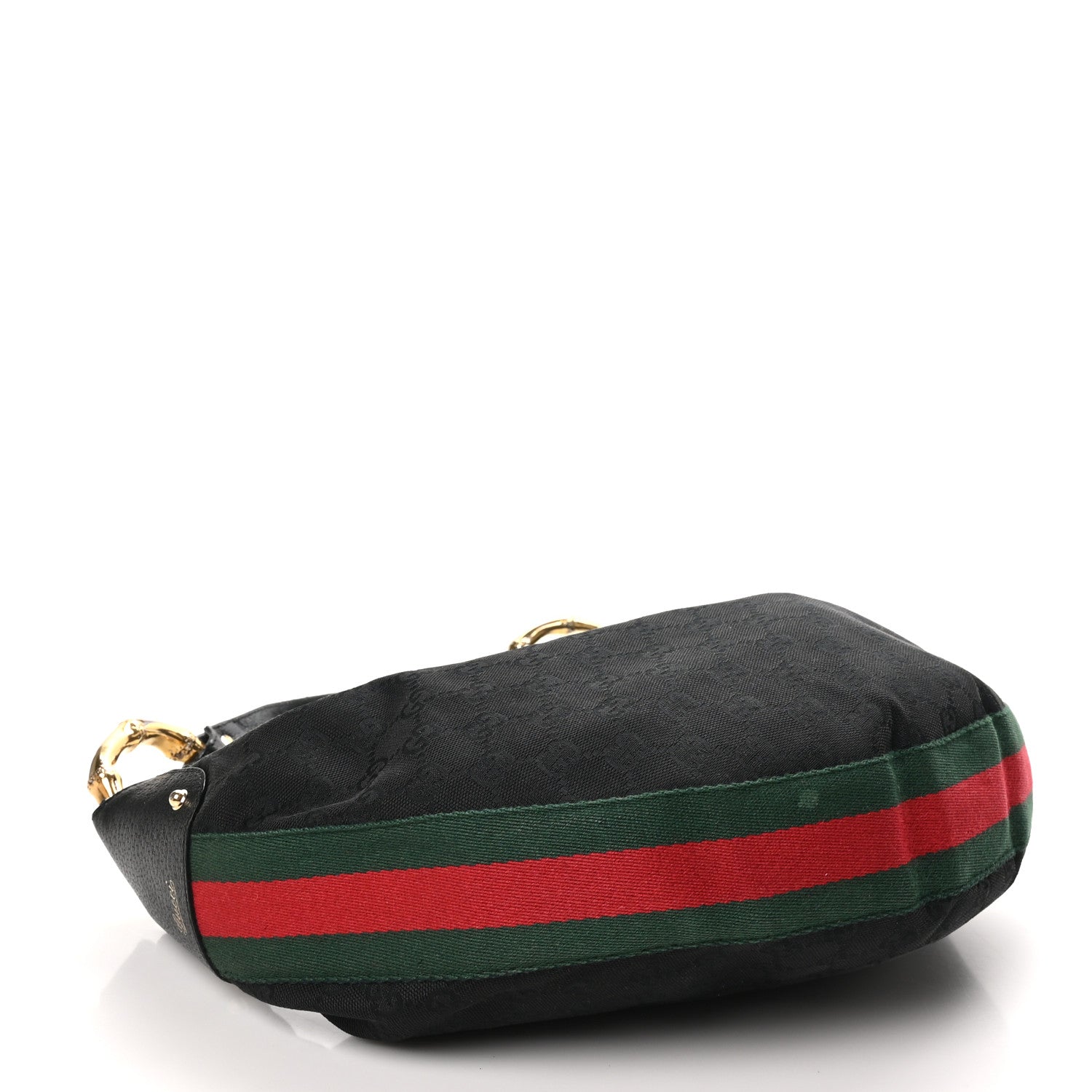 Gucci Monogram Web Bamboo Ring Hobo Black 4 of 12