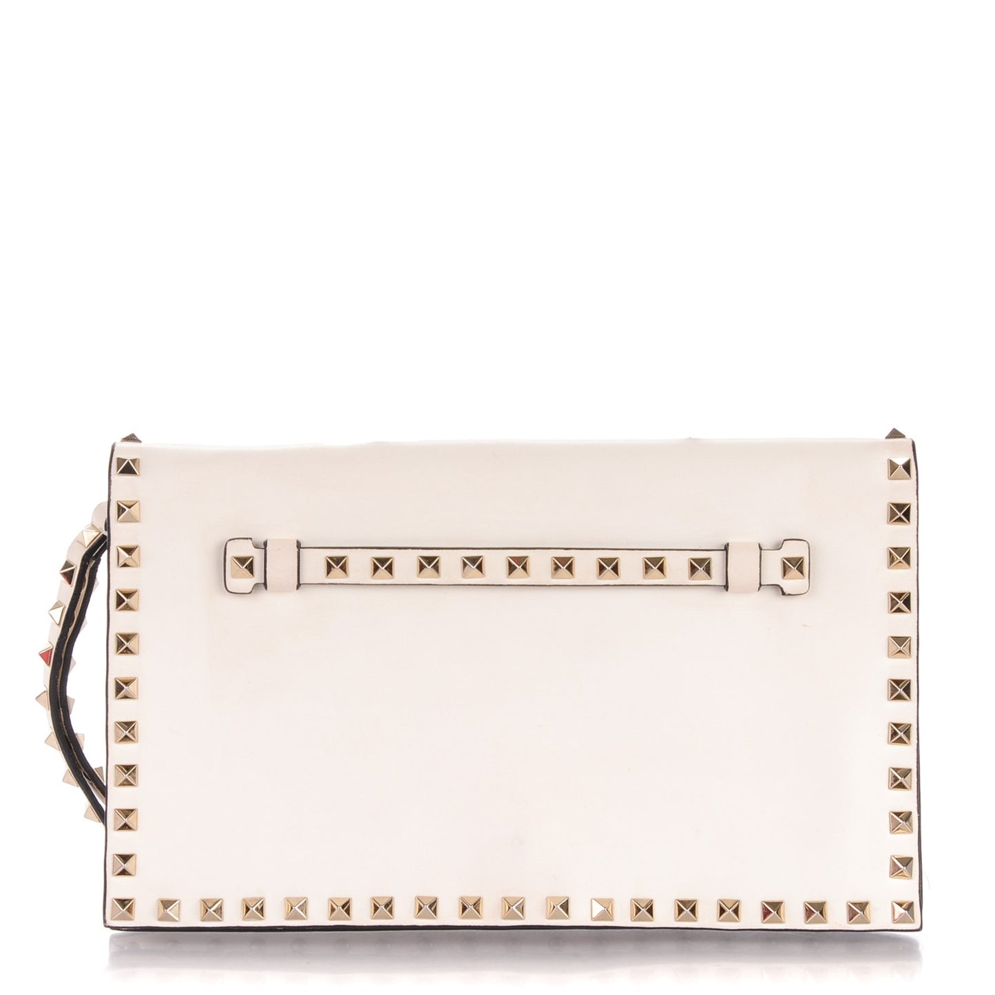 Nappa Rockstud Wristlet Clutch White