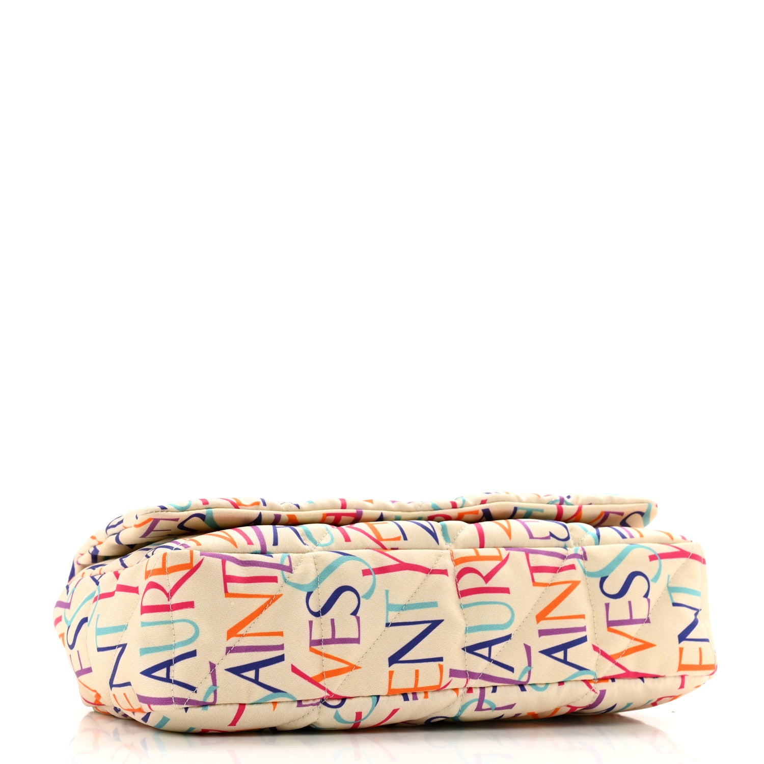 Saint Laurent Silk Carre Rive Gauche Print Patchwork Monogram Medium Jamie Multicolor White 4 of 12