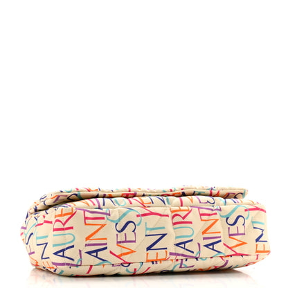 Saint Laurent Silk Carre Rive Gauche Print Patchwork Monogram Medium Jamie Multicolor White 4 of 12