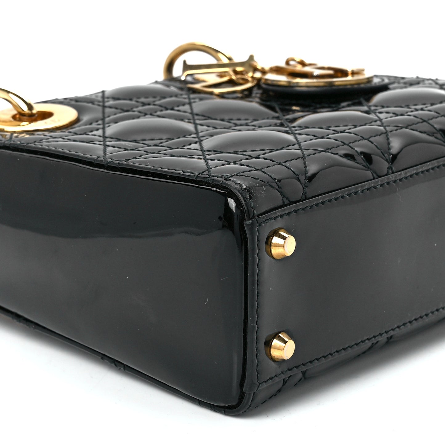 Patent Cannage Mini Lady Dior Black