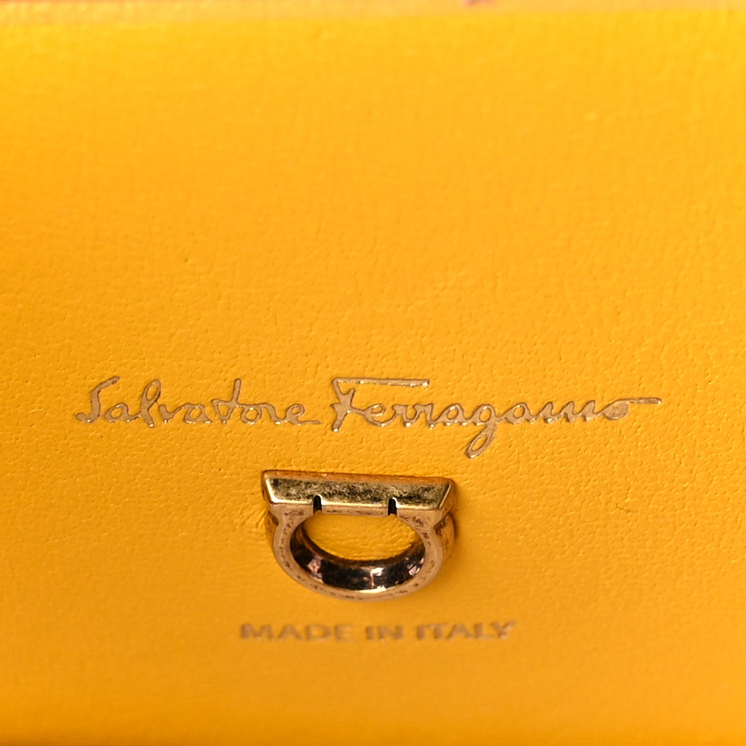 Salvatore Ferragamo Hammered Calfskin Medium The Studio Box Bag Yellow 7 of 9