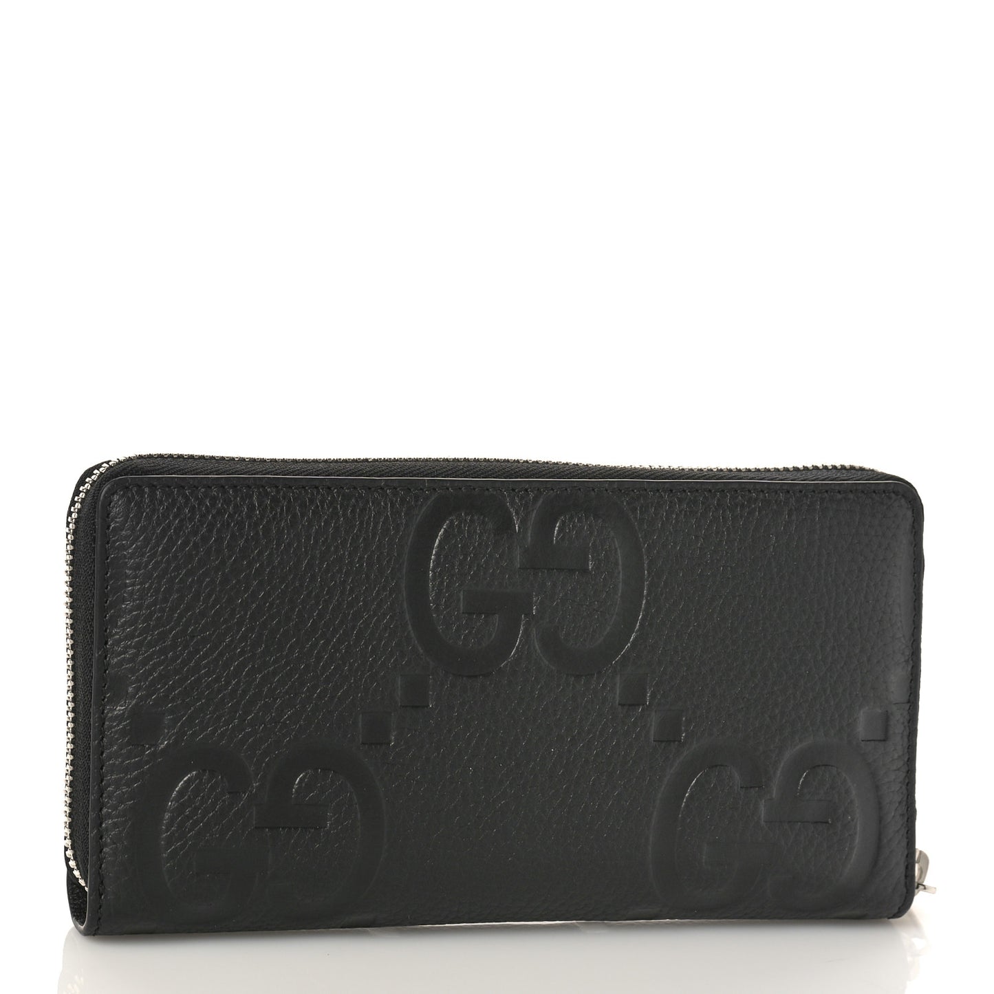 Piuma Calfskin Jumbo GG Embossed Zip Around Wallet Black
