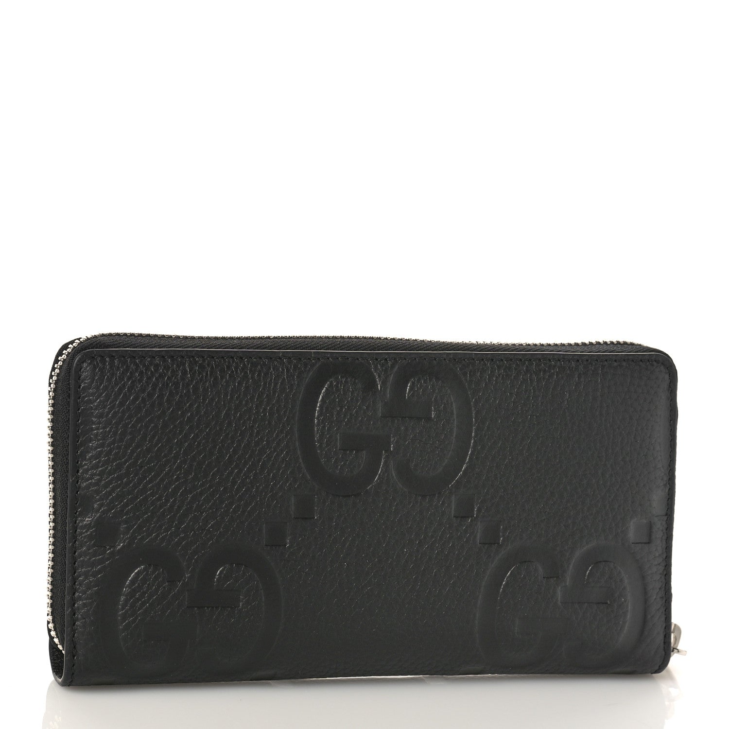 Gucci Piuma Calfskin Jumbo GG Embossed Zip Around Wallet Black 3 of 9