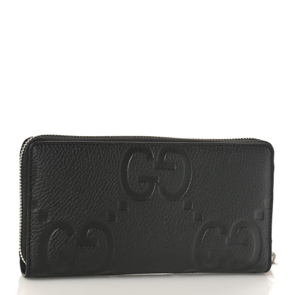 Gucci Piuma Calfskin Jumbo GG Embossed Zip Around Wallet Black 3 of 9