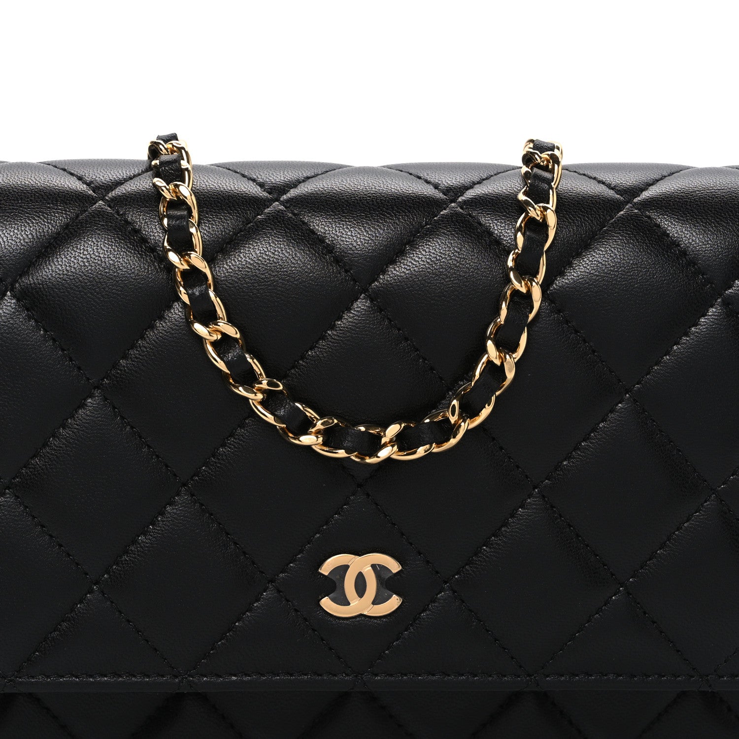 Chanel Lambskin Quilted Wallet On Chain WOC Black 9 of 11