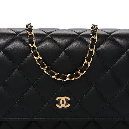 Chanel Lambskin Quilted Wallet On Chain WOC Black 9 of 11