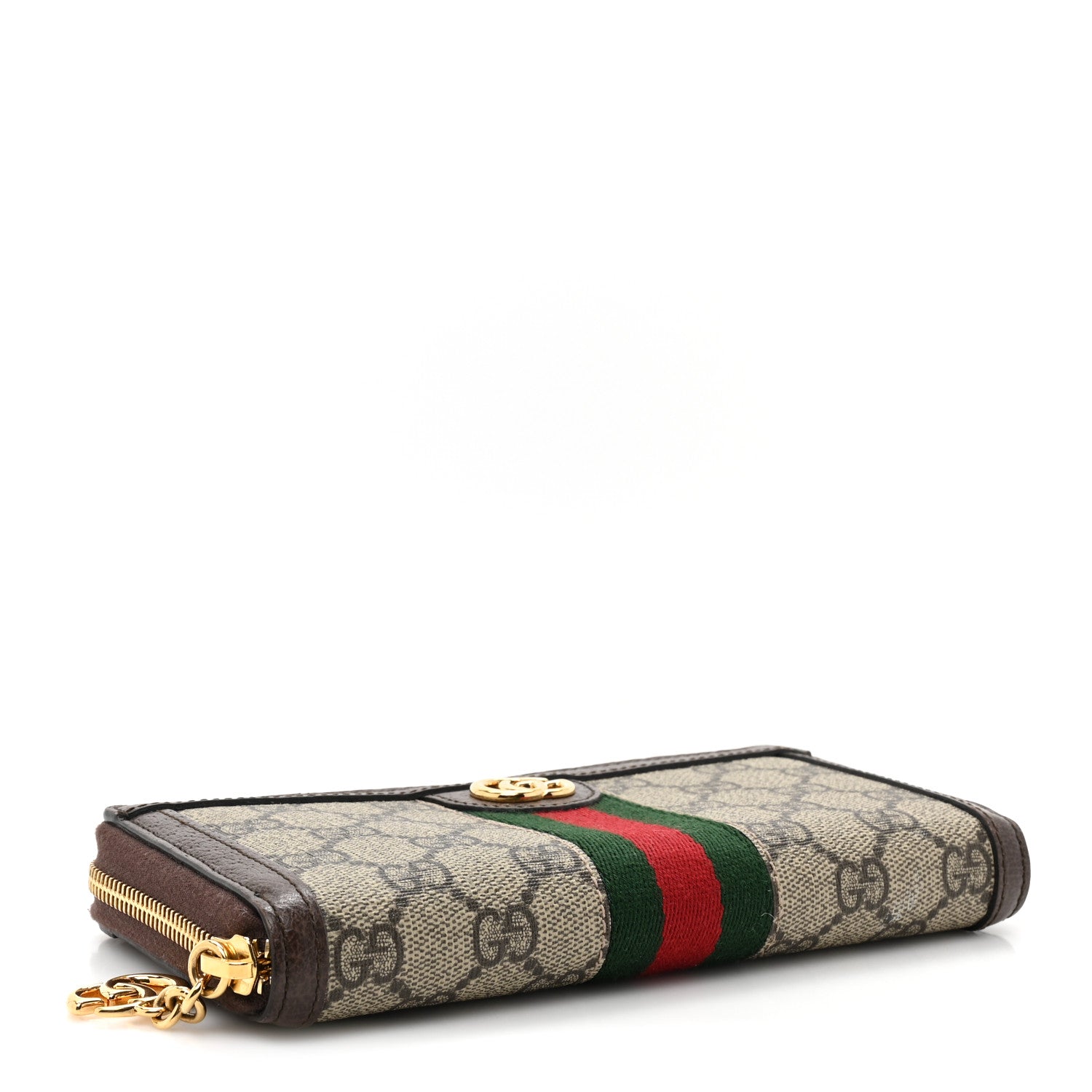 Gucci GG Supreme Monogram Web Ophidia Zip Around Wallet Brown 4 of 16