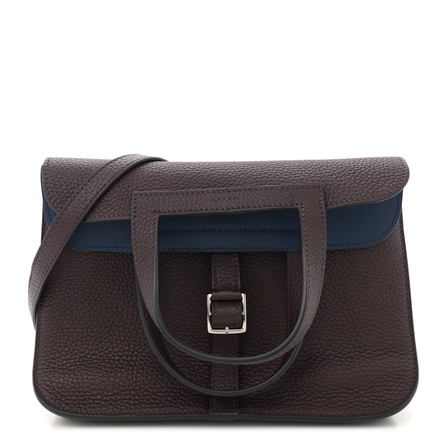 Hermes Taurillon Clemence Verso Halzan 25 Rouge Sellier Bleu Saphir 1 of 9
