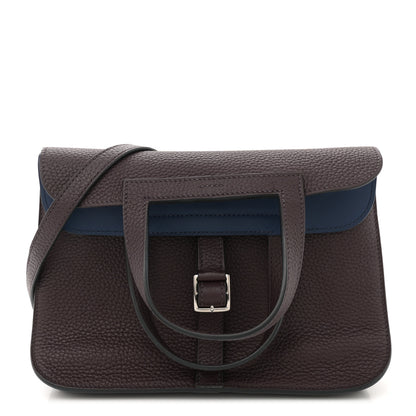 Hermes Taurillon Clemence Verso Halzan 25 Rouge Sellier Bleu Saphir 1 of 9