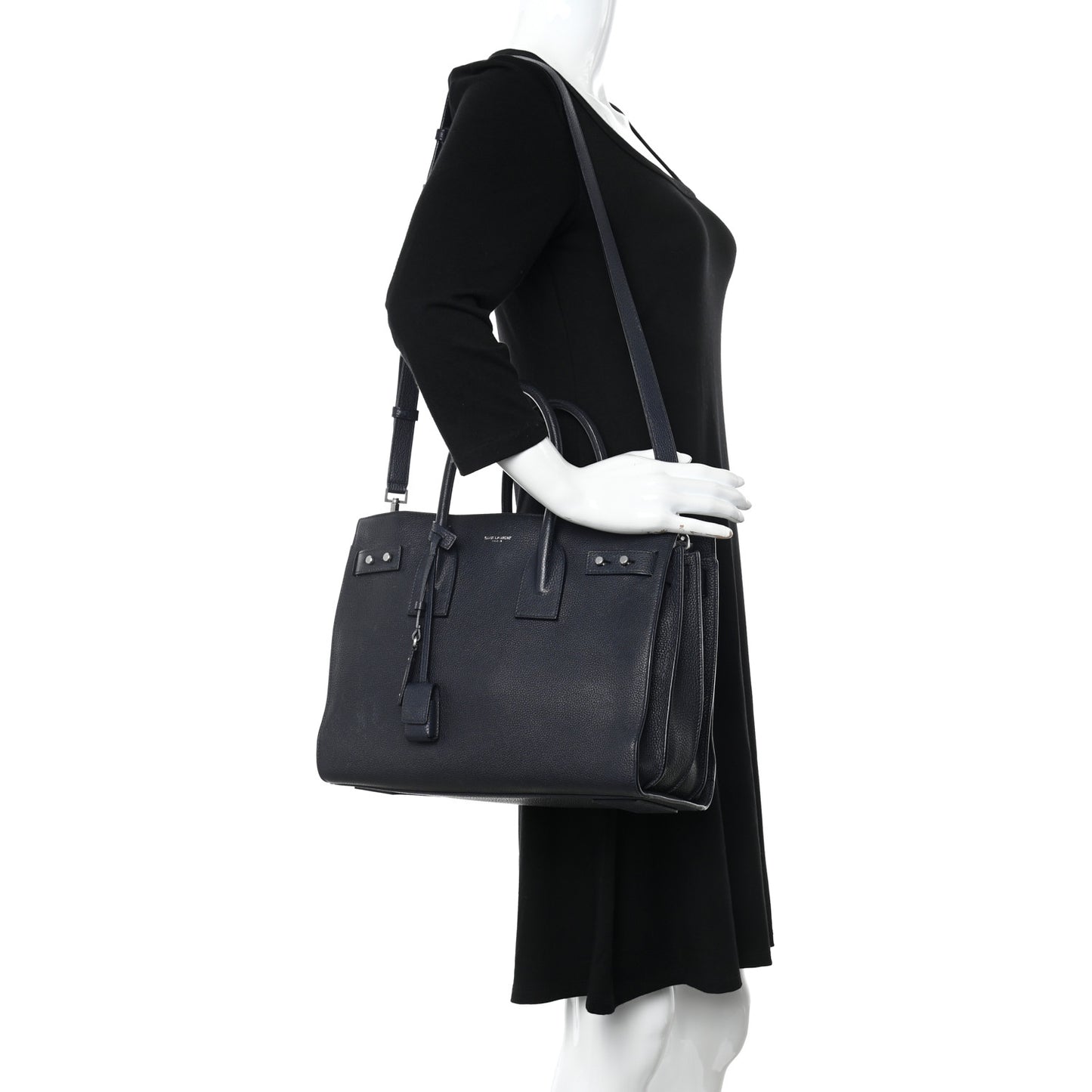 Grained Calfskin Small Supple Sac De Jour Navy