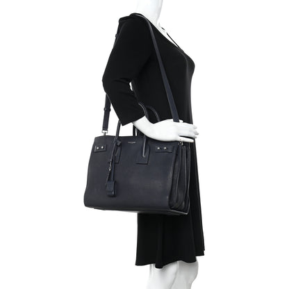 Saint Laurent Grained Calfskin Small Supple Sac De Jour Navy 2 of 12