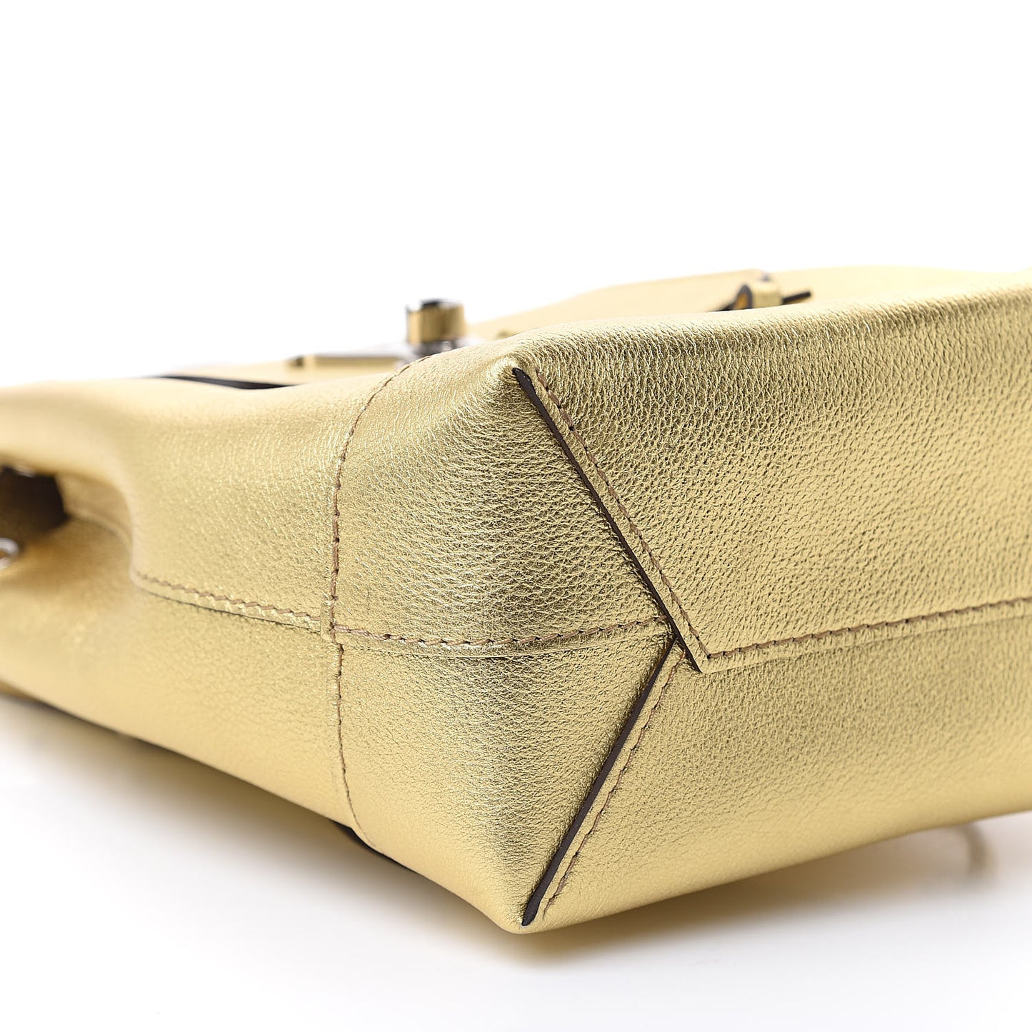 Metallic Calfskin Lockme Mini Backpack Gold