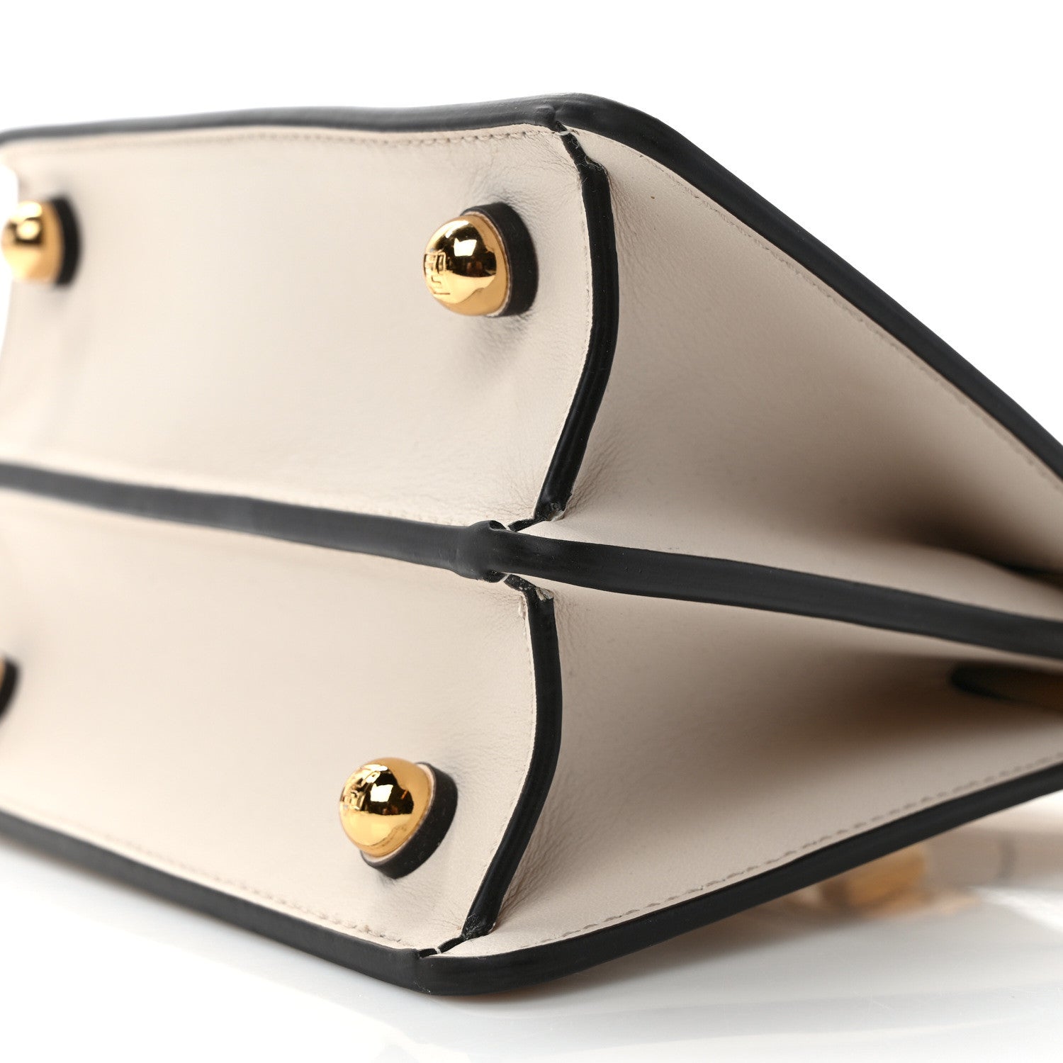 Fendi Vitello Seta Shiny Nappa Floral Embroidered Petite Peekaboo I SEE U Satchel Camelia White Ice 9 of 11