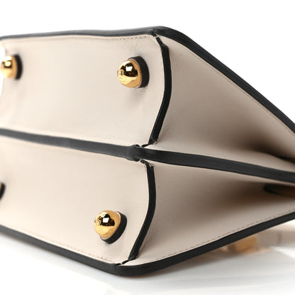 Fendi Vitello Seta Shiny Nappa Floral Embroidered Petite Peekaboo I SEE U Satchel Camelia White Ice 9 of 11