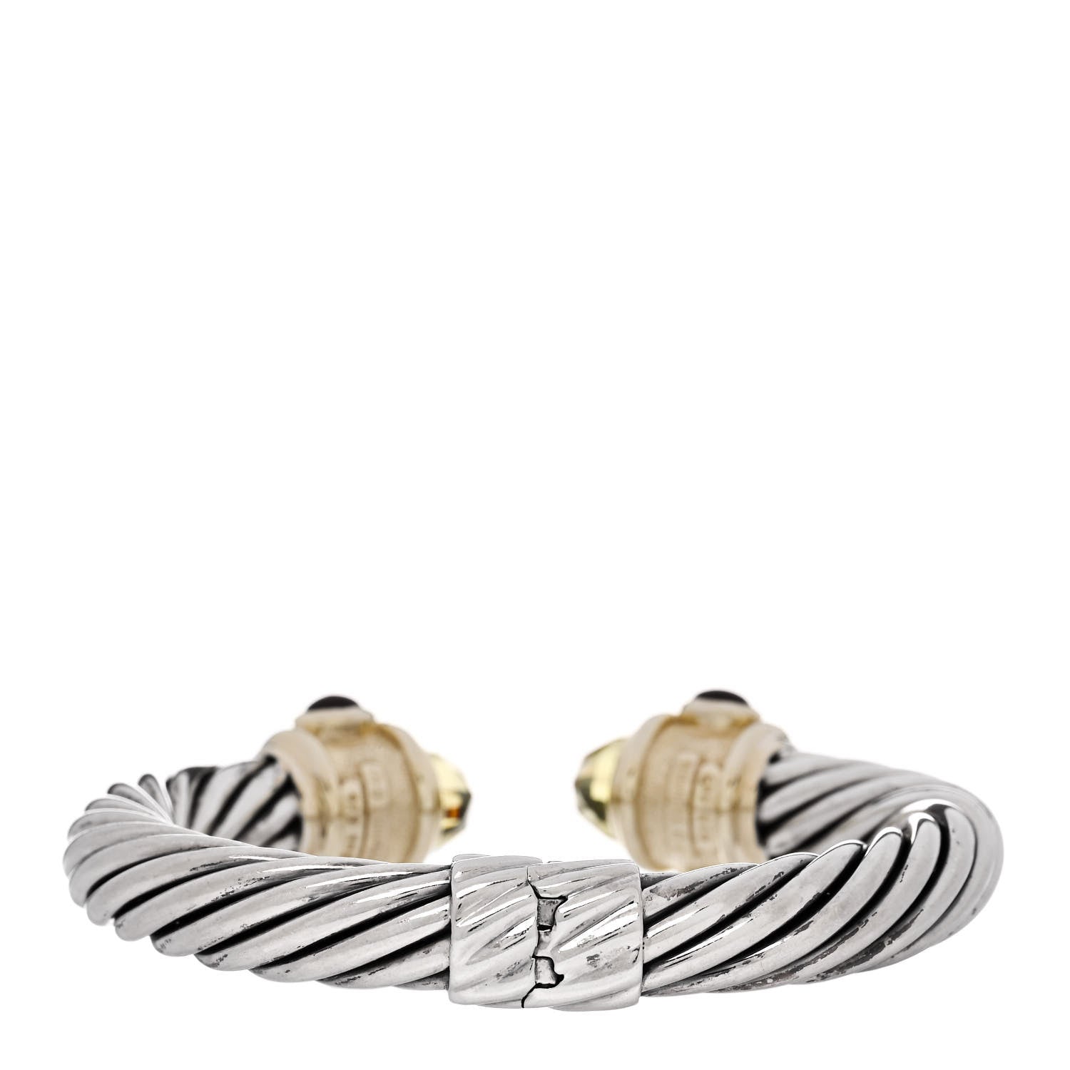 David Yurman Sterling Silver 14K Yellow Gold Citrine Iolite Garnet 10mm Cable Renaissance Bracelet 2 of 3