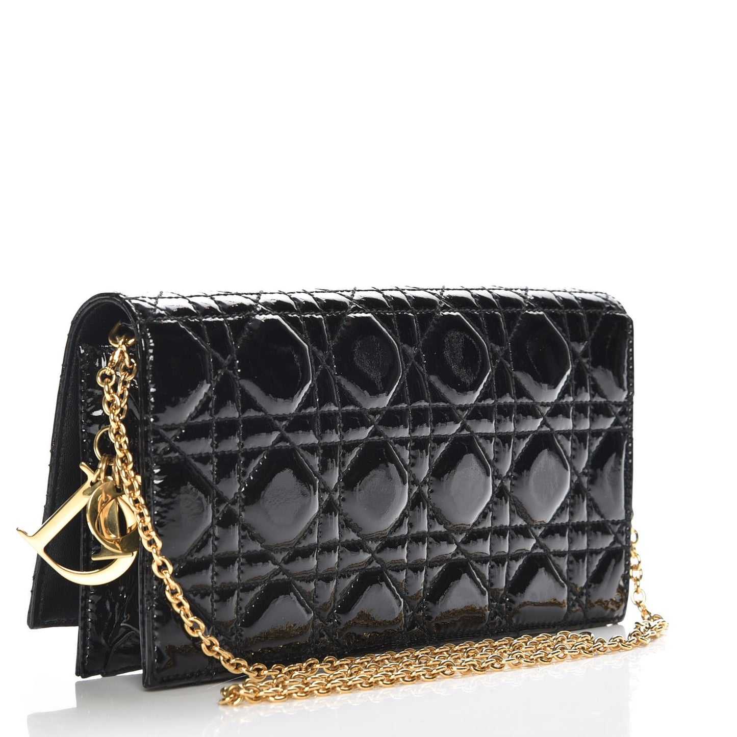 Patent Cannage Lady Dior Convertible Clutch Black
