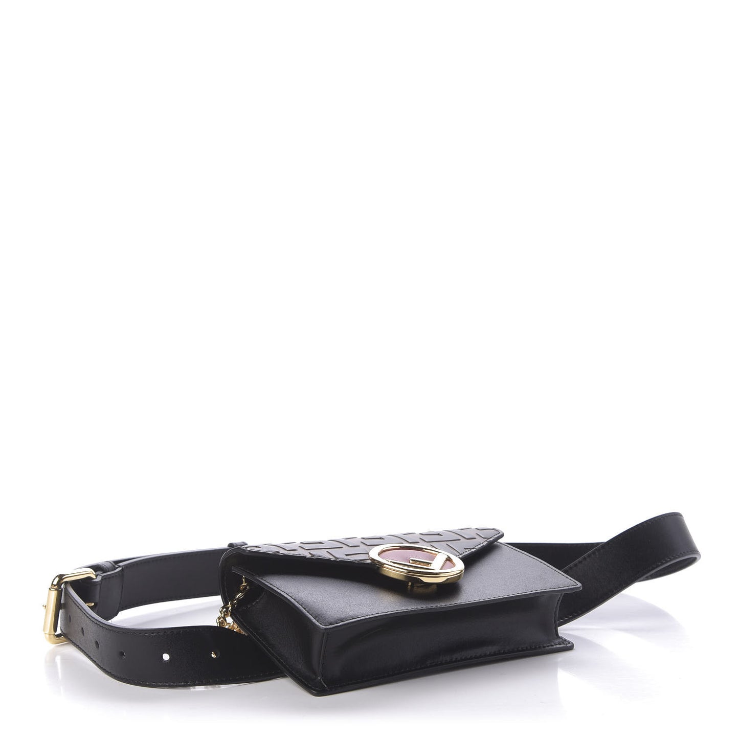 Vitello Liberty F is Fendi Bi-Color FF 1974 Embossed Envelope Belt Bag Maya Black