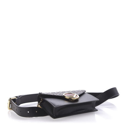 Fendi Vitello Liberty F is Fendi Bi-Color FF 1974 Embossed Envelope Belt Bag Maya Black 4 of 11