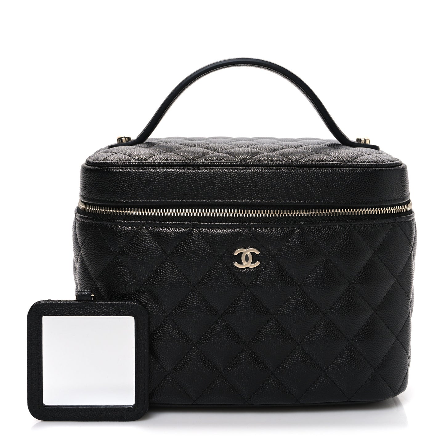 Caviar Quilted Large Vanity Pouch Black