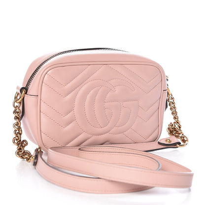 Gucci Calfskin Matelasse Mini GG Marmont Chain Shoulder Bag Perfect Pink 3 of 10