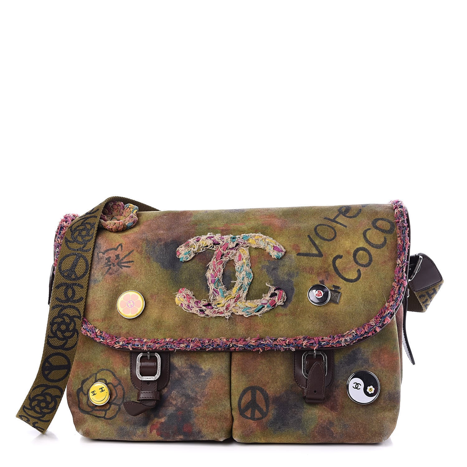 Chanel Washed Toile Large Graffiti On The Pavements Messenger Khaki Multicolor 1 of 15