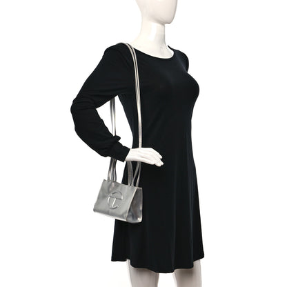 Telfar Metallic Vegan Leather Small Shopping Bag Silver 2 of 11
