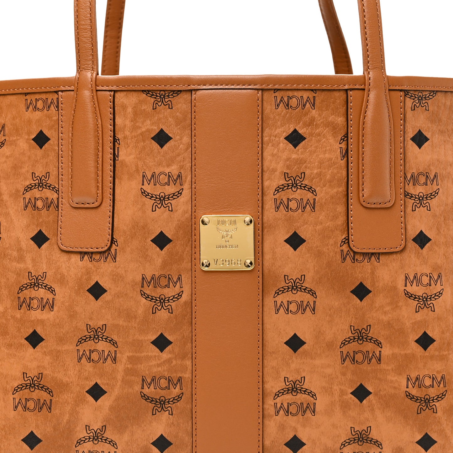 Visetos Medium Reversible Shopper Tote Cognac