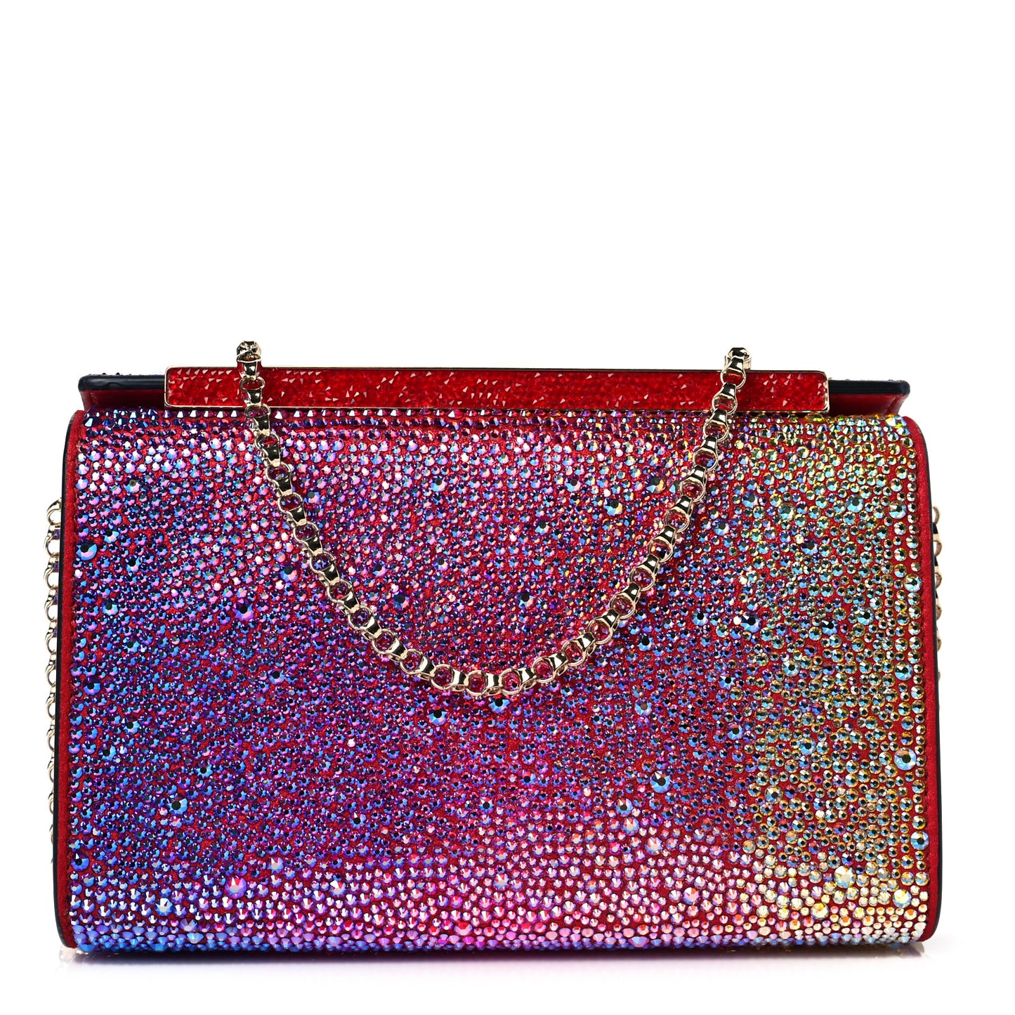 Gradient Crystal Suede Small Vanite Clutch Multicolor
