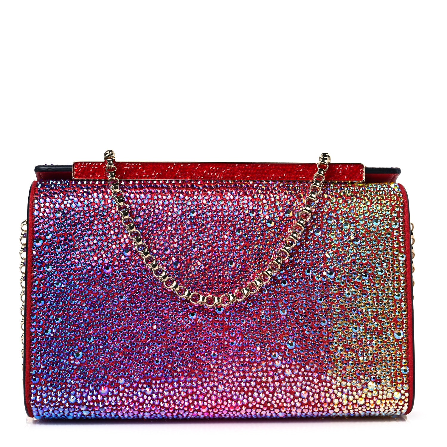 Christian Louboutin Gradient Crystal Suede Small Vanite Clutch Multicolor 1 of 5