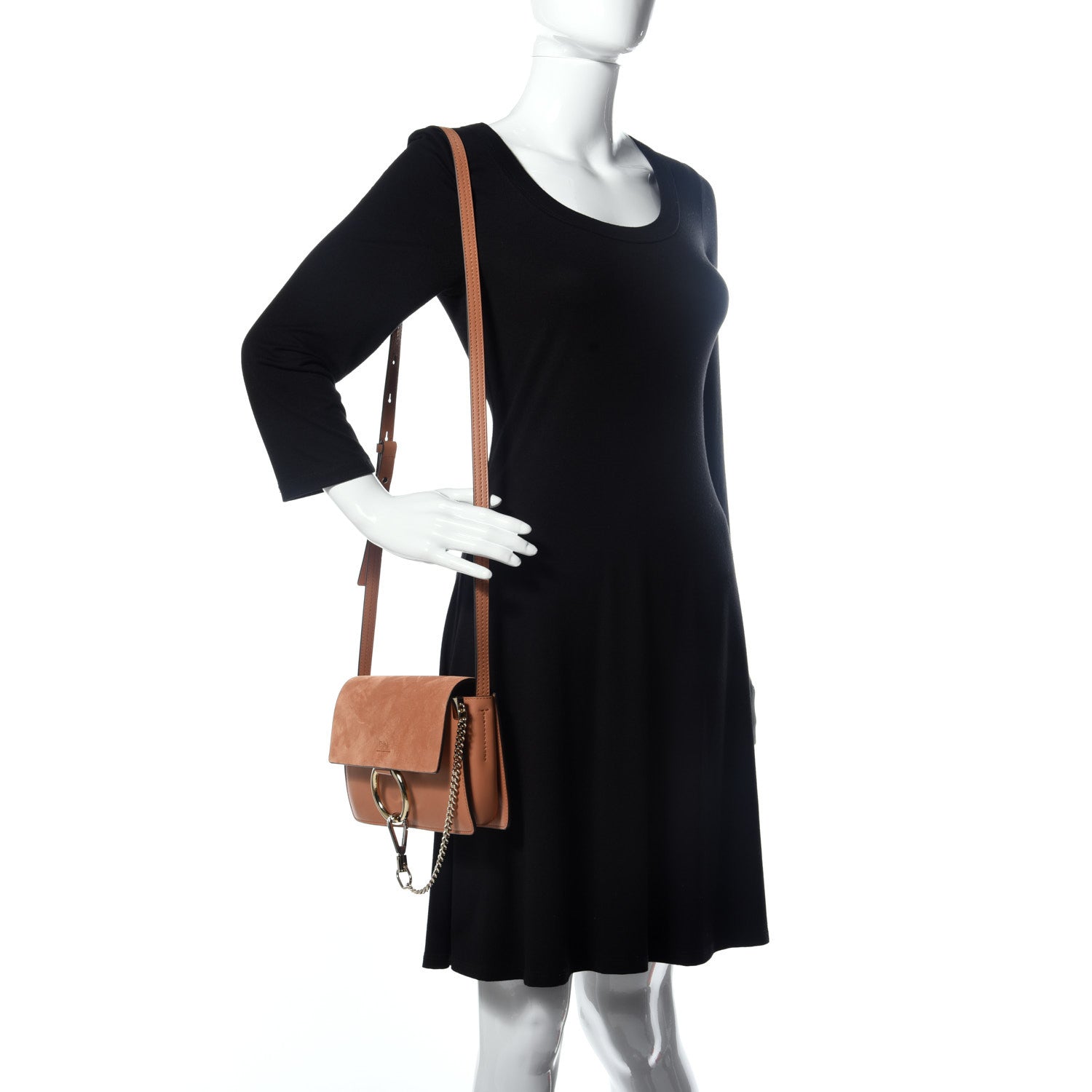 Chloe Suede Calfskin Small Faye Shoulder Bag Marrone 2 of 9